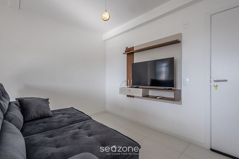 Apto c/ churrasqueira, varanda e vista mar SKL0505