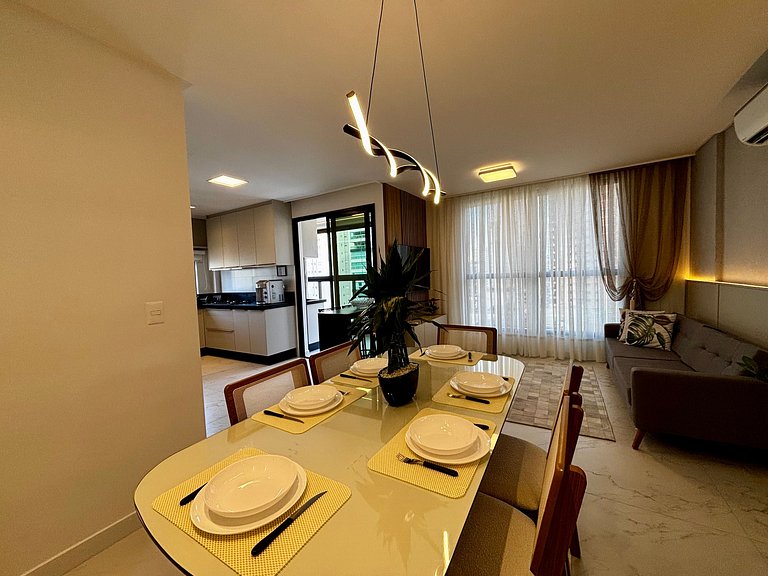 Apto c/ varanda gourmet a 700m da Praia BON1101