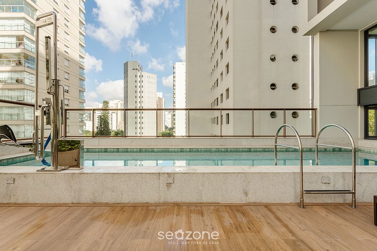 Acomodações modernas perto de Congonhas em prédio com piscin