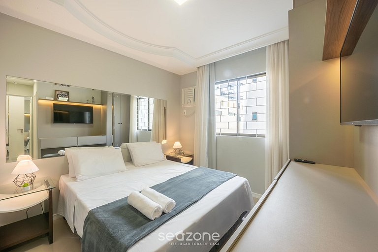 Apto c/ 3Q e churrasqueira a 400m da Praia PRS0101