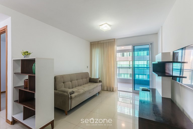 Apto c/ varanda e vista mar a 80m da Praia WJA0607