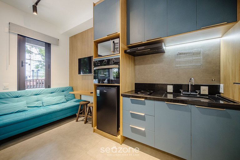 Studio en cond. c/ piscina y gimnasio, SP HMC0101