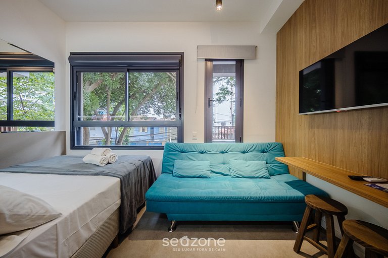 Studio en cond. c/ piscina y gimnasio, SP HMC0101