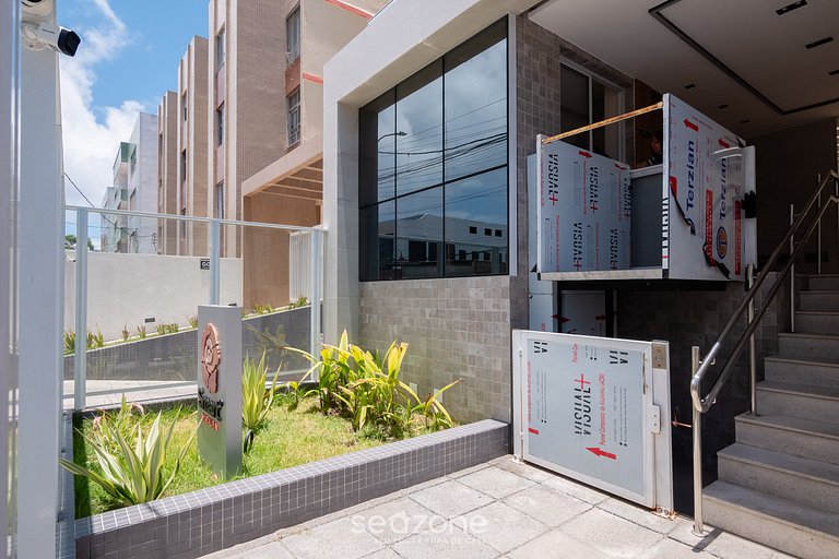 Studio Moderno a 160m do mar em prédio SAA0321