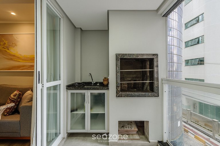 Apto c/ varanda gourmet e vista mar ERM0101