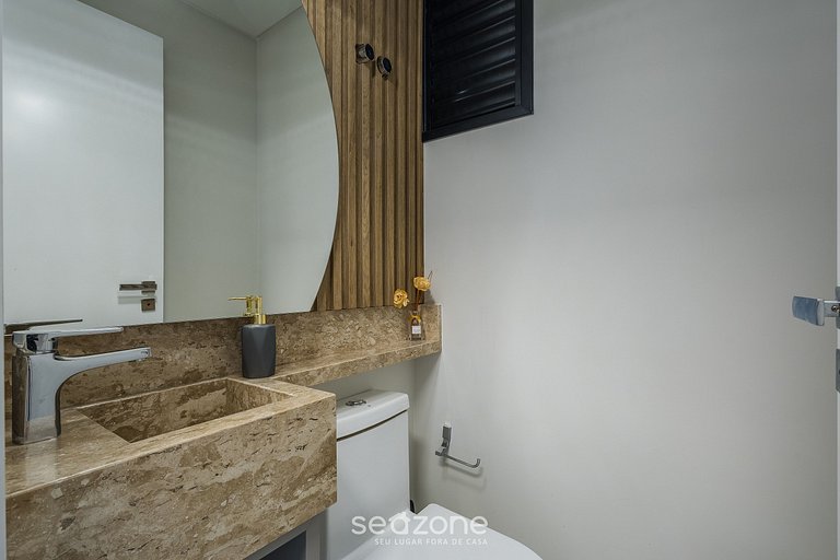 Apto vista mar e churrasq. a 80m da Praia RET0801