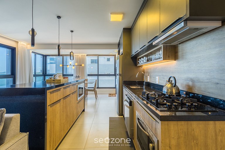 Apto vista mar e churrasq. a 80m da Praia RET0801