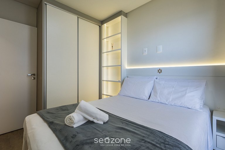 Apto vista mar e churrasq. a 80m da Praia RET0801