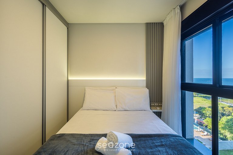 Apto vista mar e churrasq. a 80m da Praia RET0801