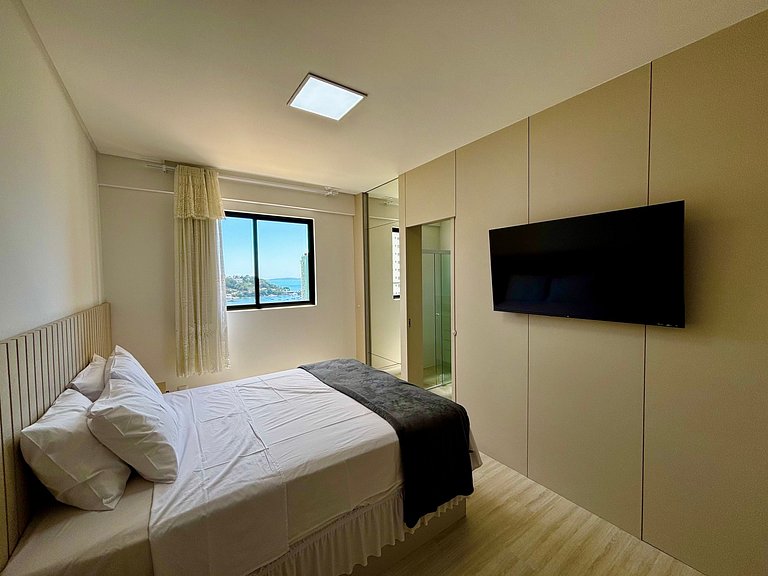 Apto c/ 3 suítes, churrasq. e vista mar DEN1301