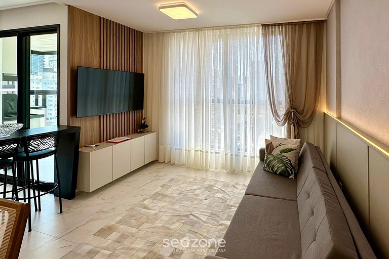 Apto c/ varanda gourmet a 700m da Praia BON1101