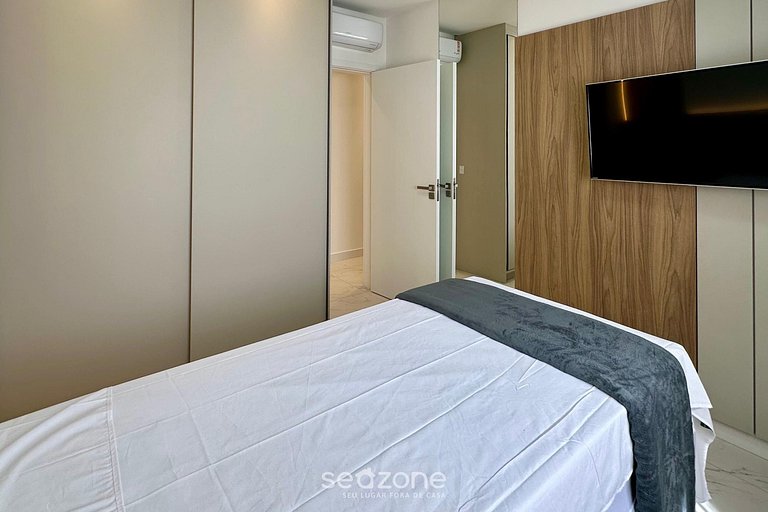 Apto c/ varanda gourmet a 700m da Praia BON1101