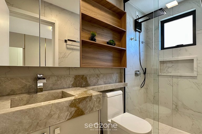 Apto c/ varanda gourmet a 700m da Praia BON1101