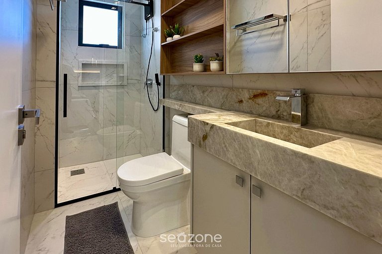 Apto c/ varanda gourmet a 700m da Praia BON1101