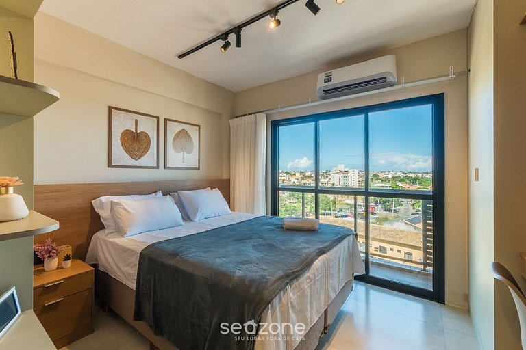 Studio c/ varanda e vista a 220m da Praia ONE0607