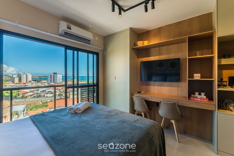 Studio c/ varanda e vista a 220m da Praia ONE0607