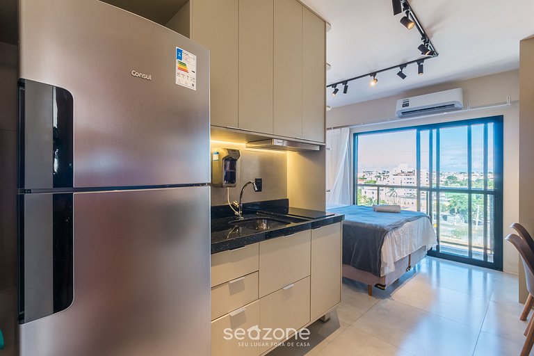 Studio c/ varanda e vista a 220m da Praia ONE0607