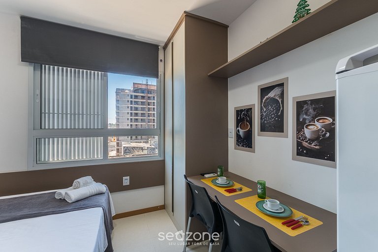 Studio Moderno a 160m do mar em prédio SAA0521