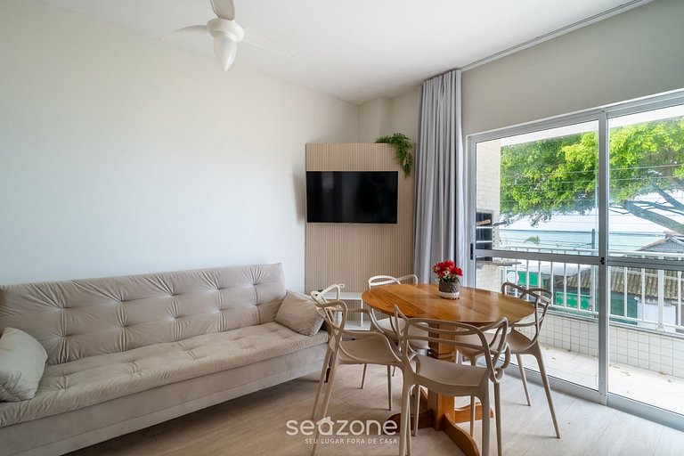 Apto c/ varanda, churrasqueira e vista mar RBV0103