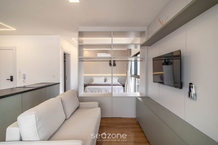 Studio c/ churrasq. e vista mar, Bombinhas SFR0501