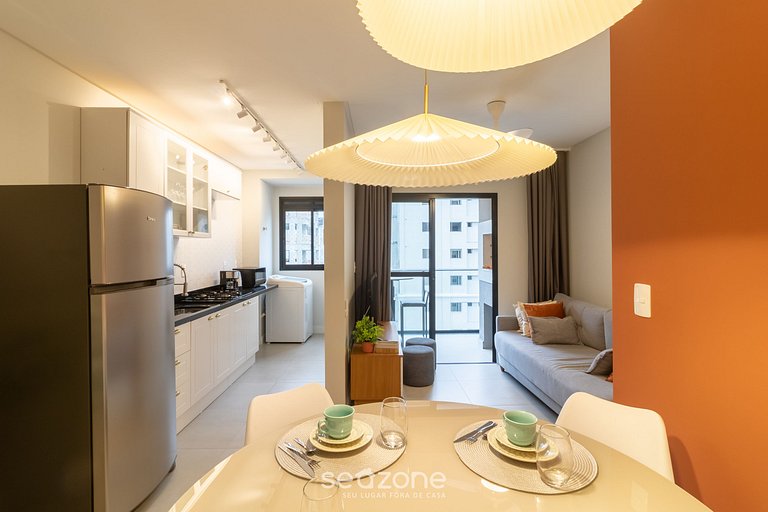 Apto c/ Churrasqueira a 450 m da praia EVU1802