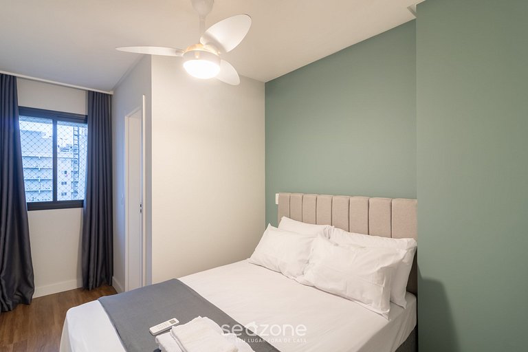 Apto c/ Churrasqueira a 450 m da praia EVU1802