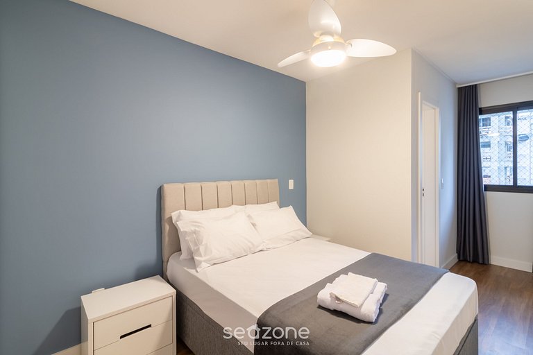 Apto c/ Churrasqueira a 450 m da praia EVU1802