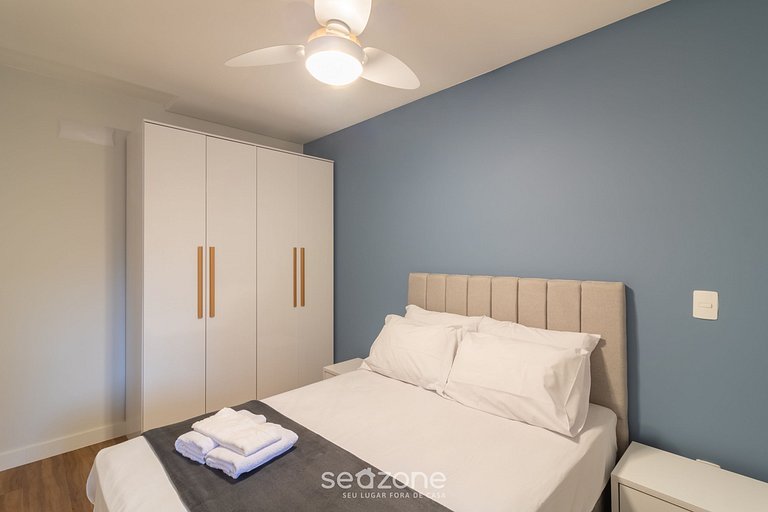 Apto c/ Churrasqueira a 450 m da praia EVU1802