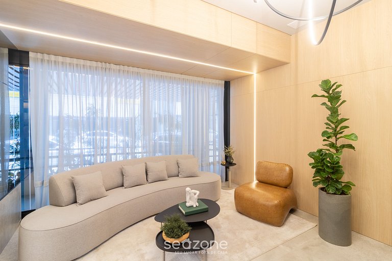 Apto c/ Churrasqueira a 450 m da praia EVU1802