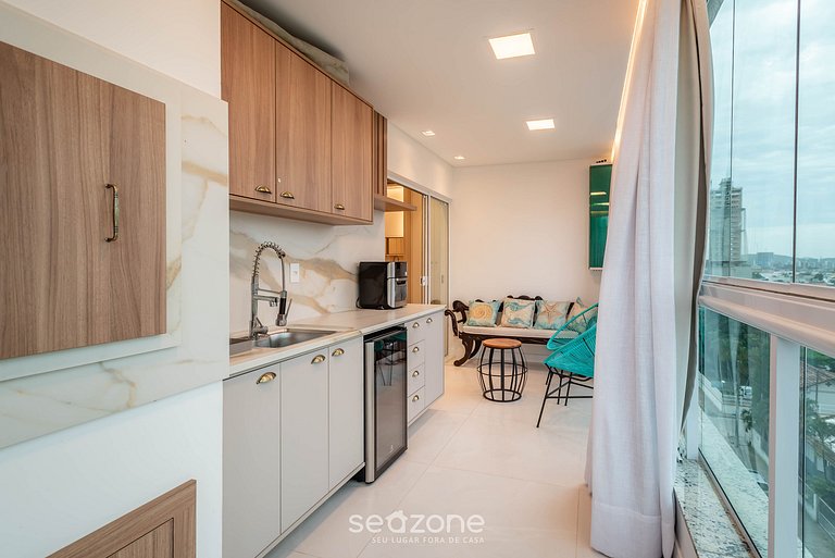 Apto c/ parrilla a 450 m del mar, Perequê SRF0601