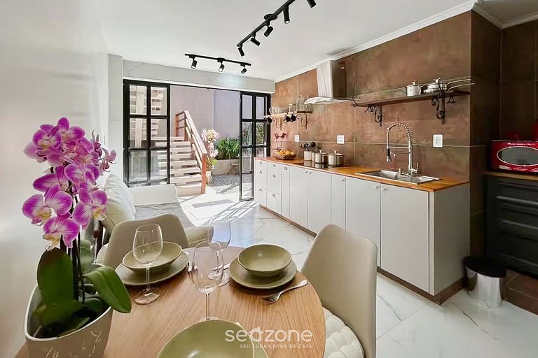 Apto c jacuzzi y jardín, 350 m de la Playa PSN002