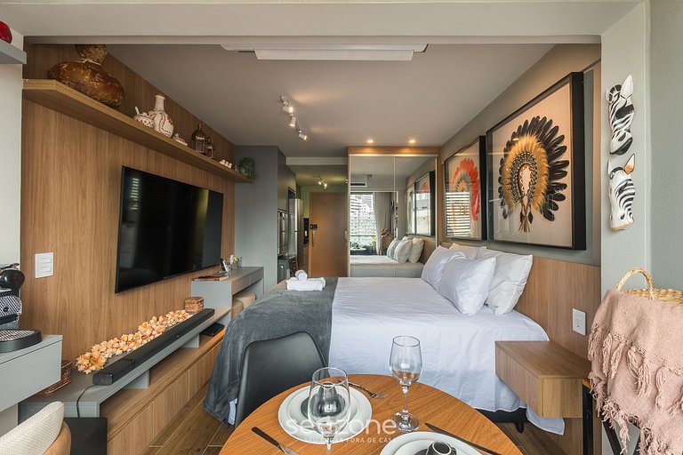 Studio a 750m do Mar em prédio c/ piscina EUB1601