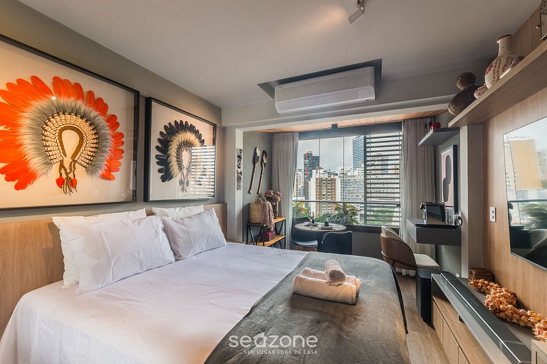 Studio a 750m do Mar em prédio c/ piscina EUB1601