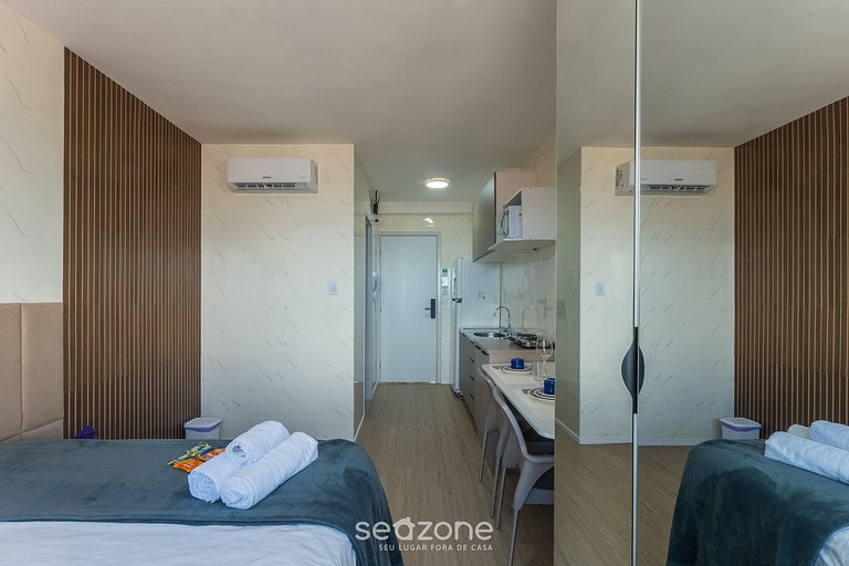 Studio em prédio c/ academia a 150m do Mar SES0705