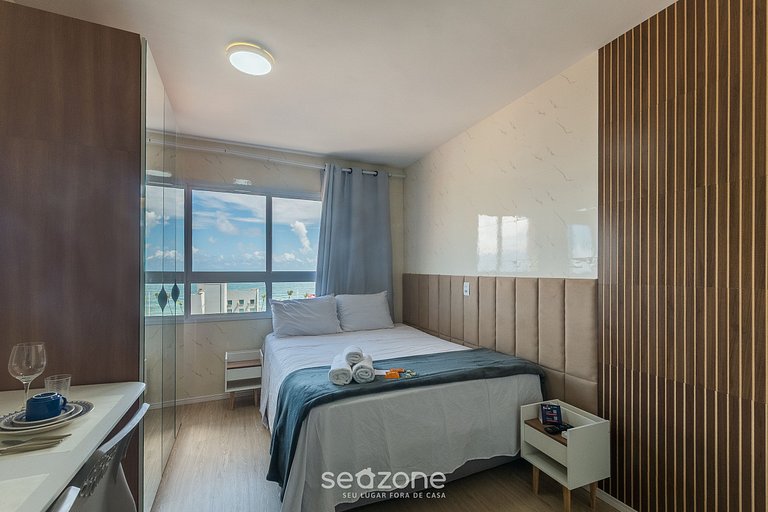 Studio em prédio c/ academia a 150m do Mar SES0705