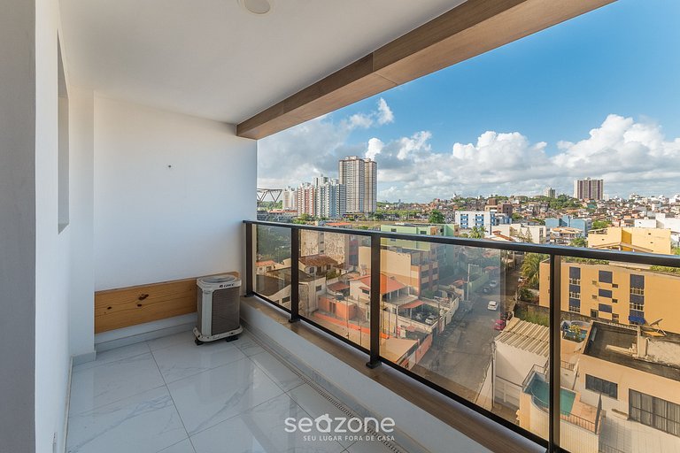 Apto c/ varanda a 750m do mar em Salvador SMT0916