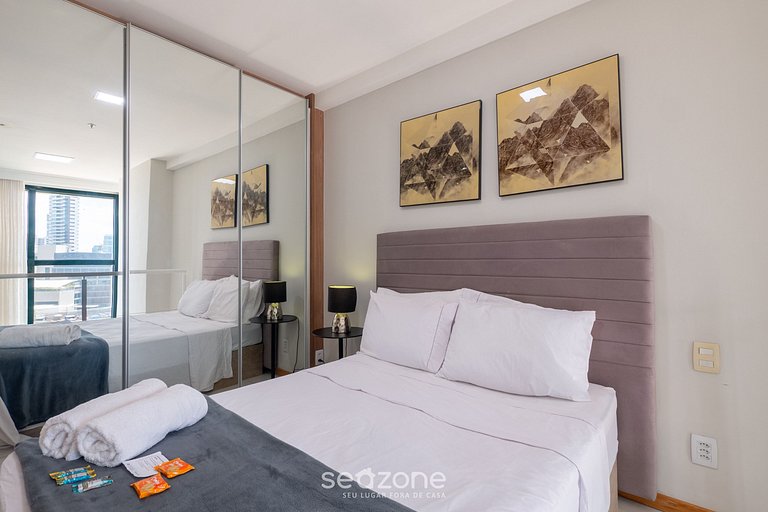 Studio c/ piscina e churrasq. no prédio - RAQ1609