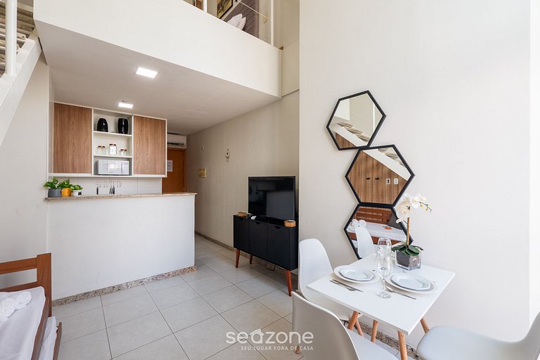 Studio c/ piscina e churrasq. no prédio - RAQ1609