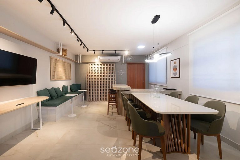 Studio c/ varanda e vista a 220m da Praia ONE0607