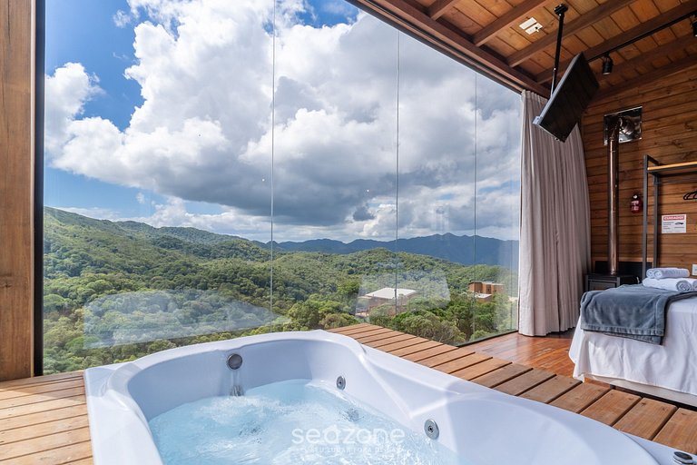 Chalé c/ lareira, jacuzzi e vista incrível VST027