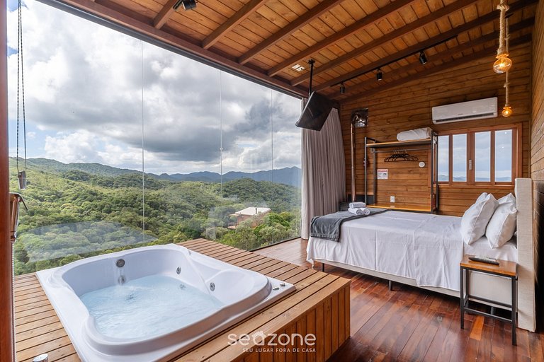 Chalé c/ lareira, jacuzzi e vista incrível VST027