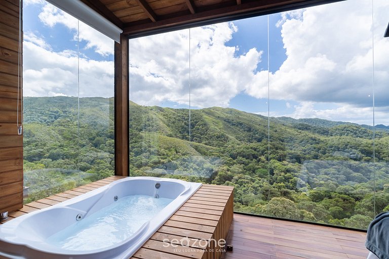 Chalé c/ lareira, jacuzzi e vista incrível VST027