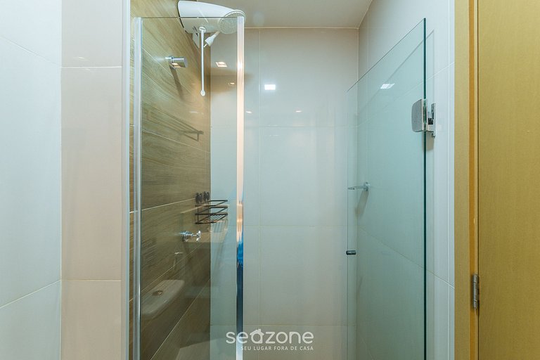 Apto 1 suíte c/ varanda vista mar HBA0108