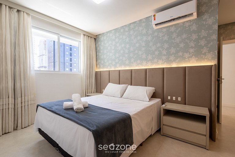 Apto c/ varanda gourmet a 450m da praia REB0802