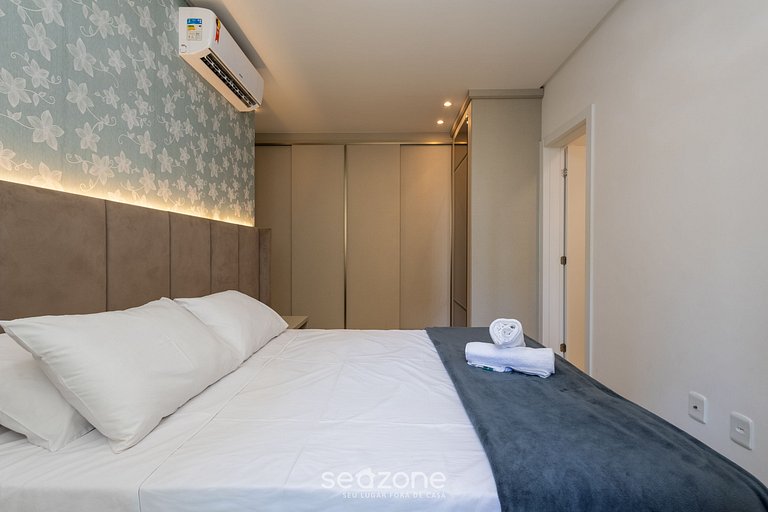 Apto c/ varanda gourmet a 450m da praia REB0802