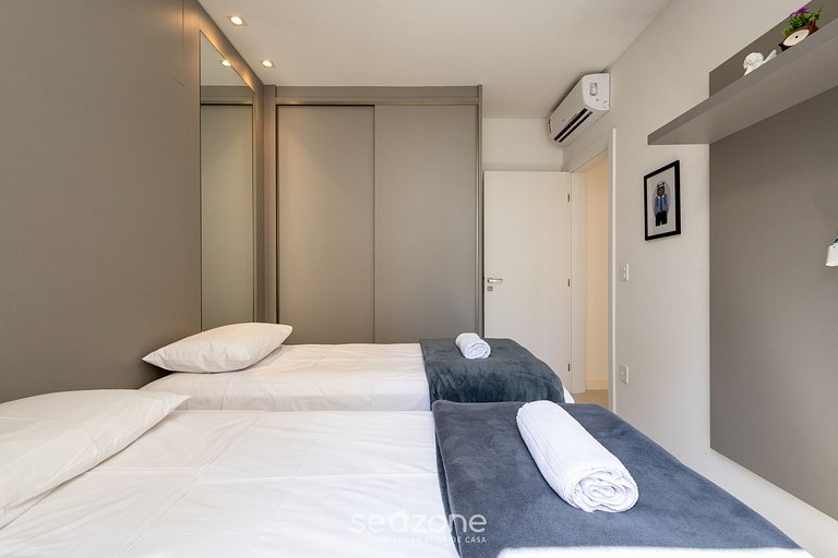 Apto c/ varanda gourmet a 450m da praia REB0802