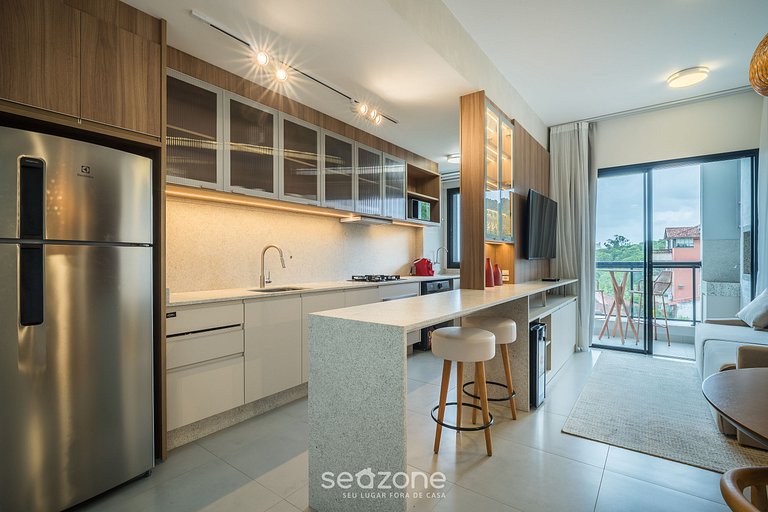 Apto c/ churrasq. a poucos passos do mar RTY0305