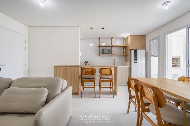 Apto c/ Churrasqueira a 200m da Praia PTC1304