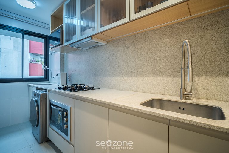 Apto c/ churrasq. e varanda a 220m do Mar RTY0216