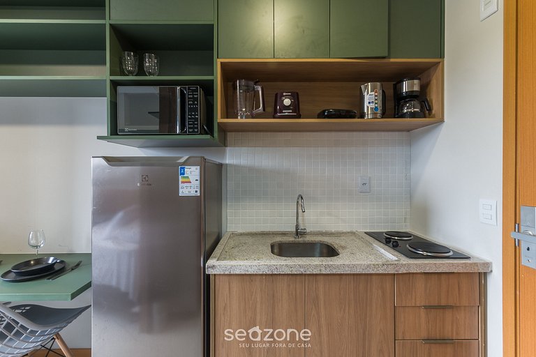 Studio em cond. c/ piscina a 160m da praia SAA0215